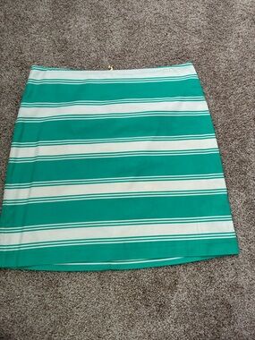 Vineyard Vines Green and White Striped Mini Skirt
